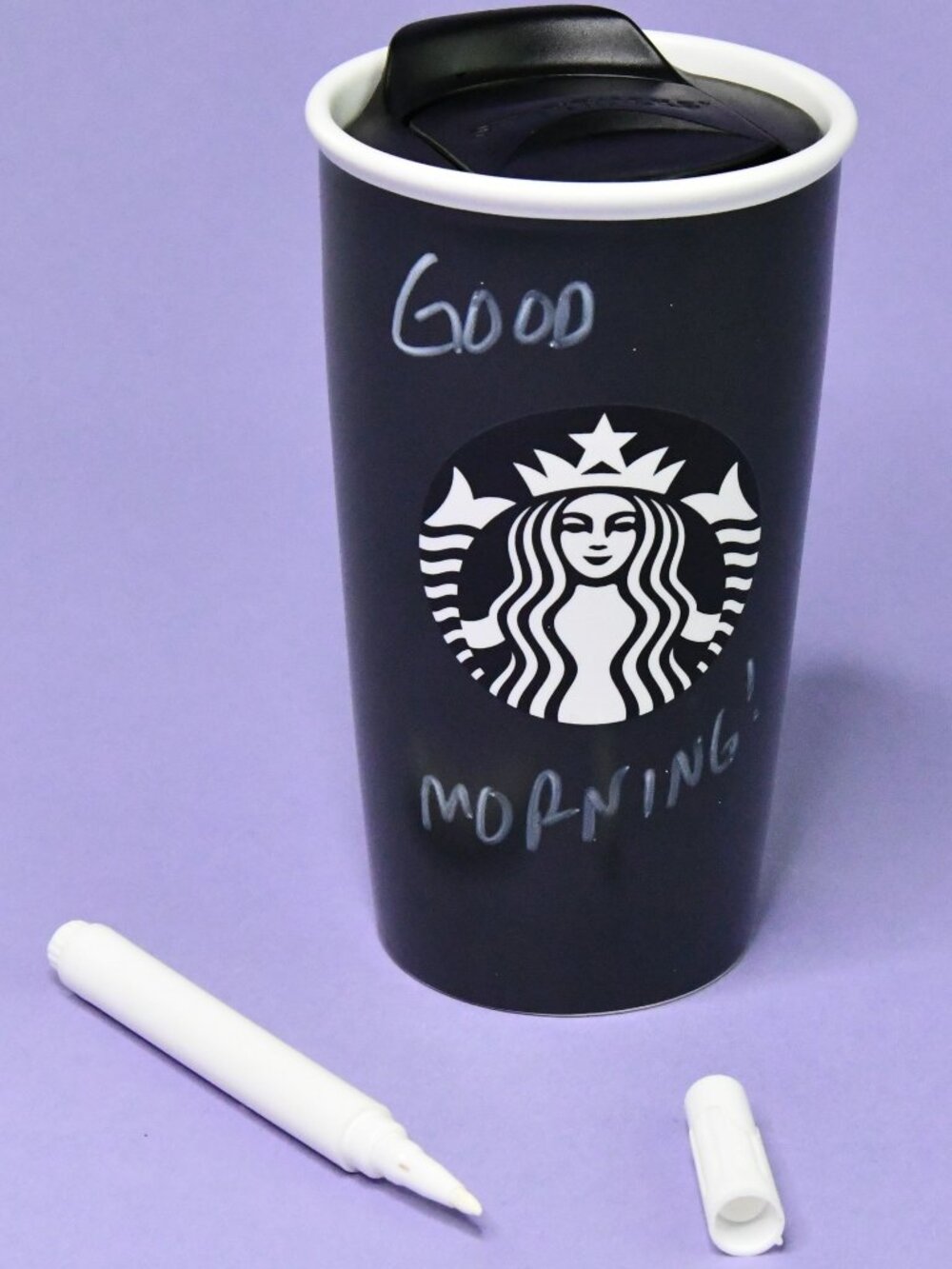 Starbucks Create Your Own Write-On Double Wall Ceramic 12 Oz Tumbler w/Chalk Pen